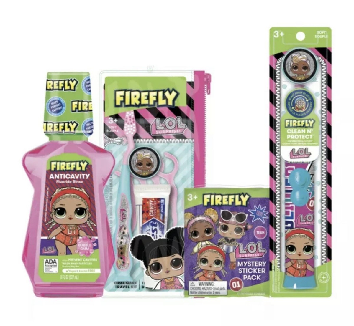 LOL Surprise Firefly Kids Oral Care Gift Pack, Toothbrush