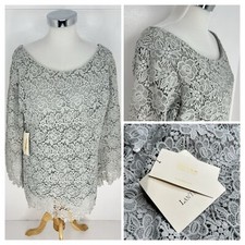Lan Ting Bride NWT Gray Lace Tunic Top XL Padded Bra Formal Wedding Cocktail