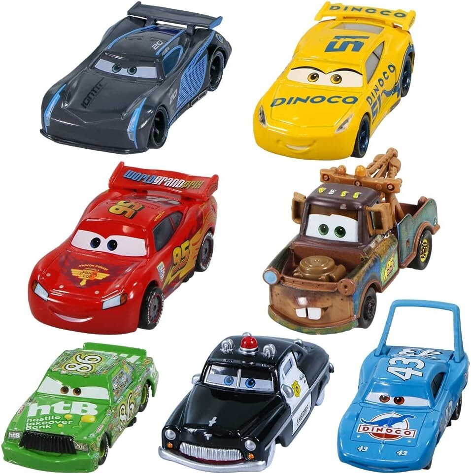 7PCS Diecast Car Toy Set - Cruz, Sheriff, The King, and Jackson for Kids