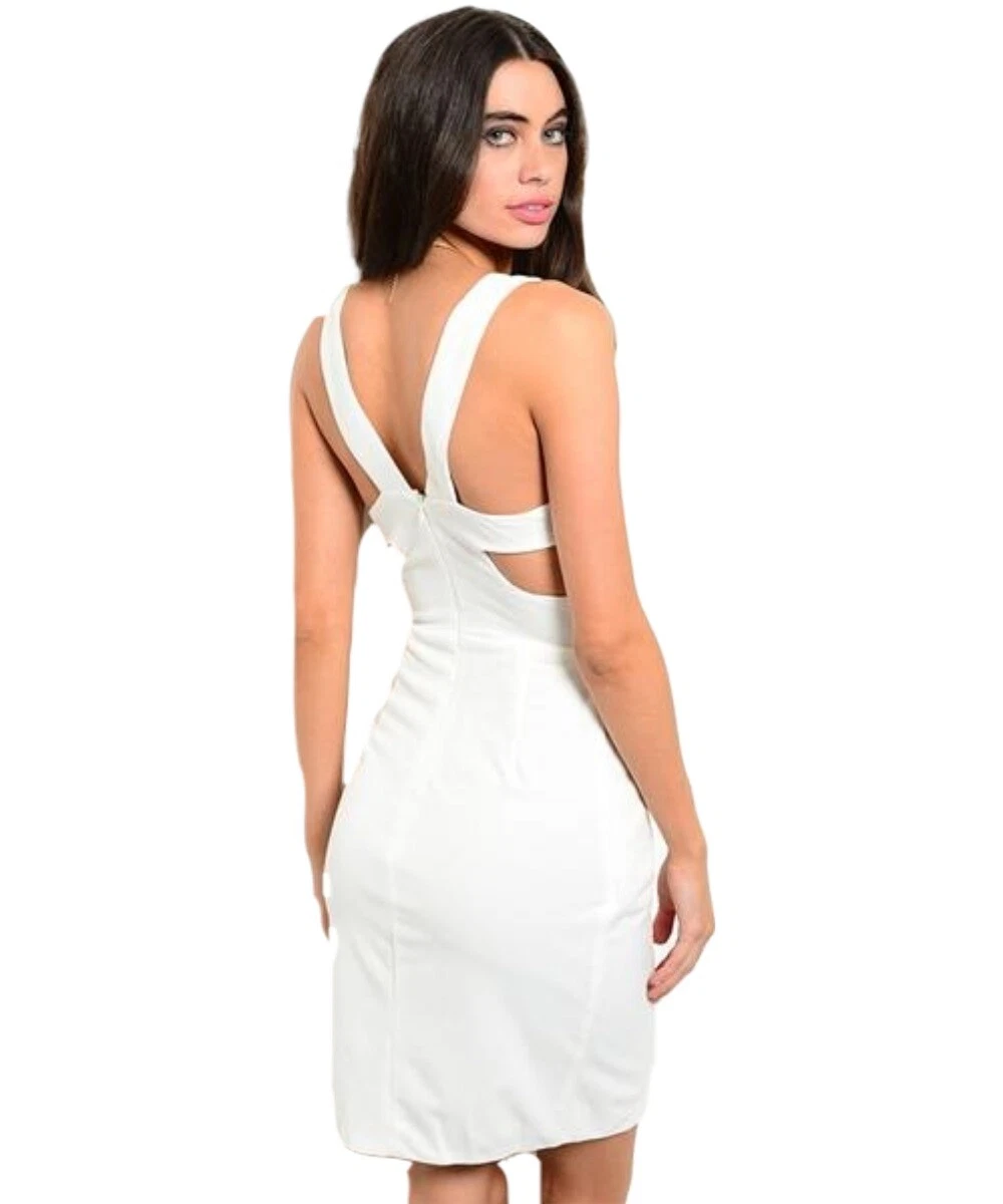 OFF WHITE Abito smanicato bodycon bianco sporco