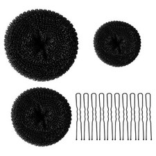 3 Pcs Ring Style Donut Hair Bun Maker with 20 Large Bobby Pins for Women