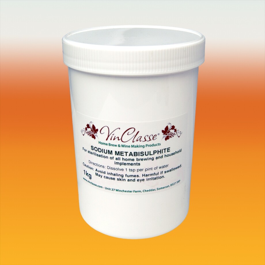 VinClasse Sodium Metabisulphite - 1kg Tub For Homebrew And Wine Making