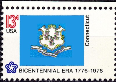 1976 Mint 13¢ CONNECTICUT FLAG STAMP USA American State Flags Bicentennial #1637