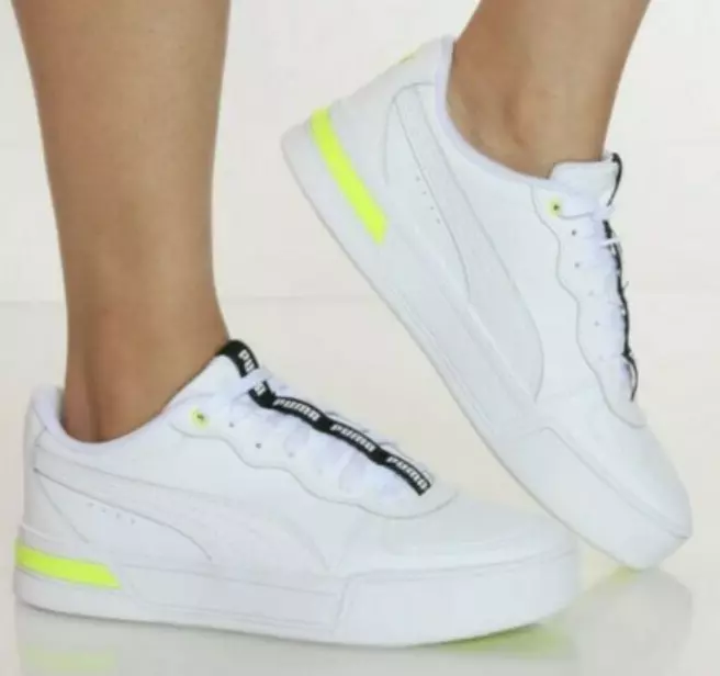 NIB Womens Puma Skye Tape 381342 01 White yellow black Shoes eBay