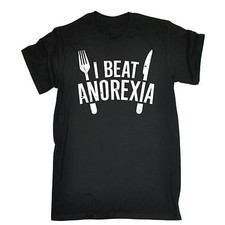 I BEAT ANOREXIA T-SHIRT tee ironic goals foodie fat big fun funny birthday gift