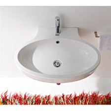 Lavandino Lavabo Design Planet Appoggio/Sospeso in ceramica bianca