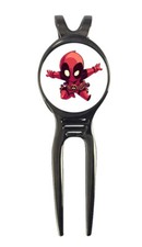 Deadpool Chibi Marvel Golf Ball Marker Black Gunmetal Divot Tool