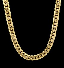 Real 14K Yellow Gold Chain Necklace 22" Royal Miami Cuban Link 7mm Mens Box Lock