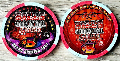 $5 Las Vegas Bill's Gamblin' Hall & Saloon Grand Opening Casino Chip - New