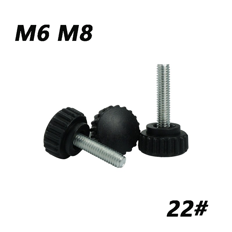 M6 M8 Thumb Screws Hand Knob Bolts Black Plastic Round Knurled Thumb