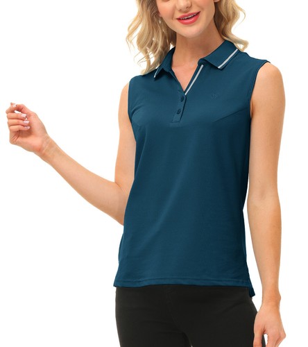 Women Button Golf Polo Gym Sleeveless Shirt T-shirt Casual Climbing Tennis Top - Picture 139 of 182