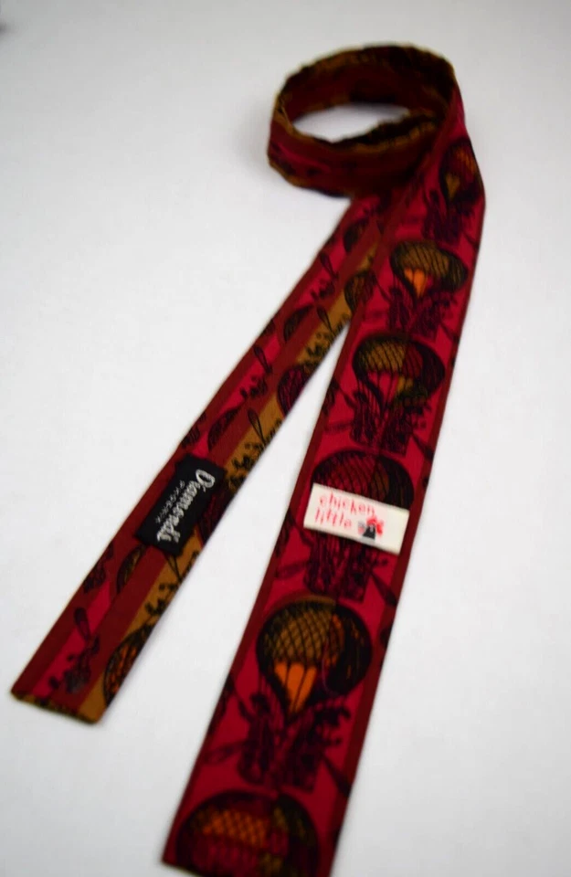 Corbata de Colección Años 40 50 Pollo Pequeño Extremo Cuadrado Globo Pintado a Mano 45" x 1.75" Foto 4 de 4