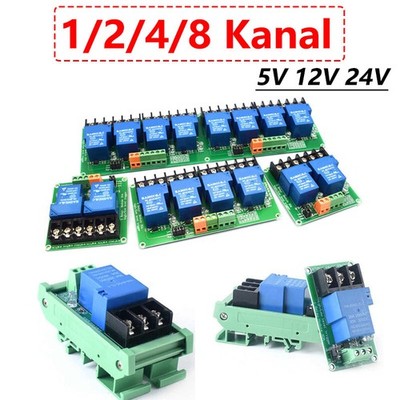 1/2/4/8Kanal 30A Relais Modul 5V/12V/24V Hutschiene (Din Rail High/Low Trigger)