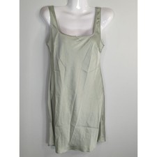 Aritzia Wilfred Sage Green TRYST Square Neck Mini Satin Slip Dress Women's Small