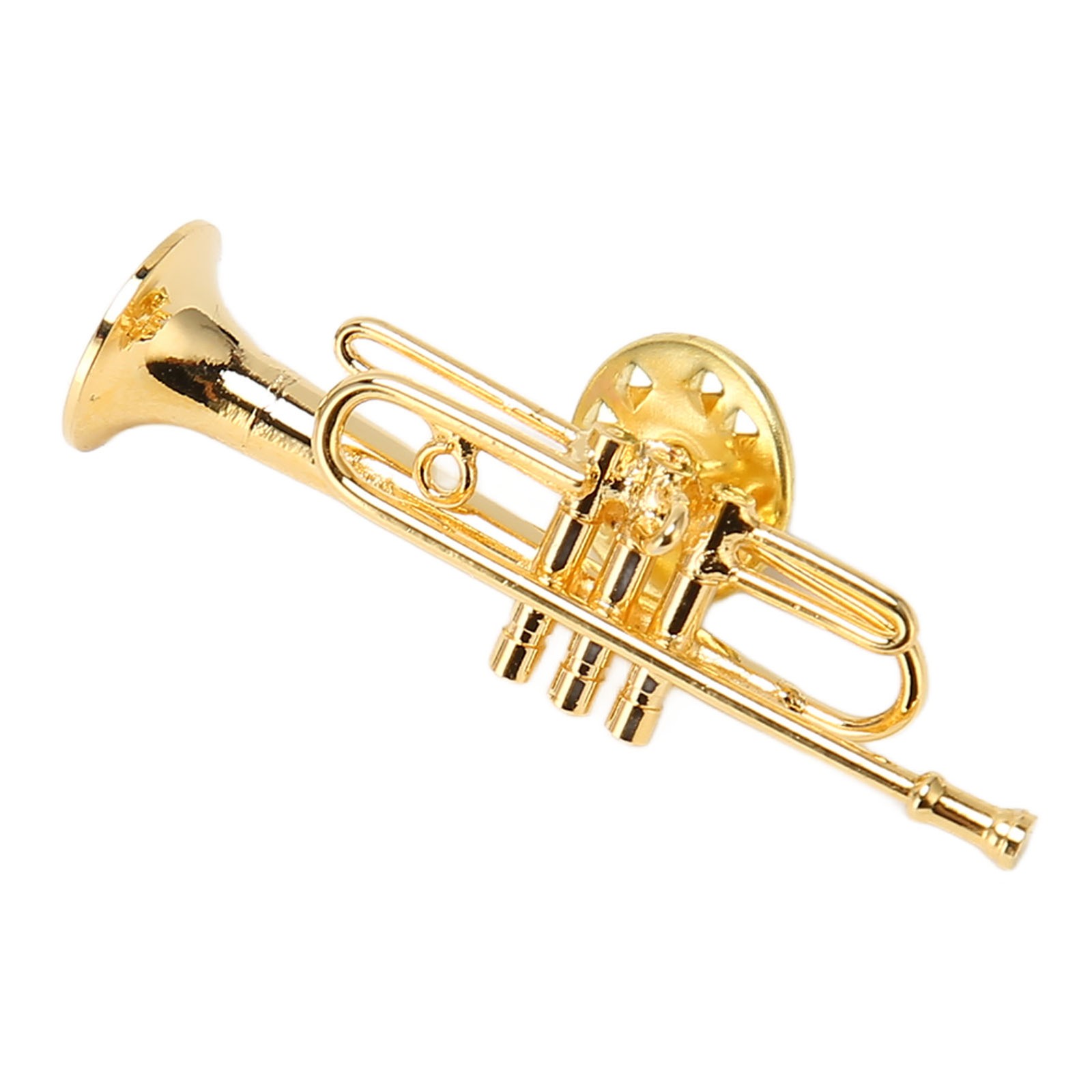 Gold Miniature Trumpet Shaped Lapel Brooch Pin Brass Exquisite Mini Musical TJS