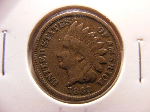 1863  Indian Cent,  Very Fine,  C/N