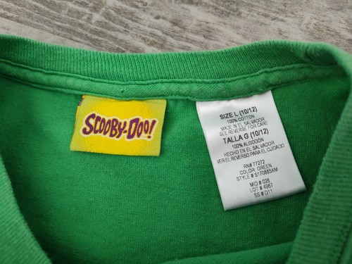 Vintage Scooby-Doo The Mystery Machine Tee Shirt Youth Large 10/12 Green Striped - Picture 8 of 12