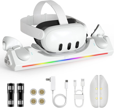 Charging Dock for Oculus Quest 3S/Quest 3, Magnetic Charging Station for Meta Qu