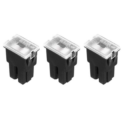 3pcs Cartridge Fuse, 32VDC 80A Female Terminal, Black