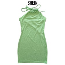 Shein Womens Green Halterneck Mini Dress Medium