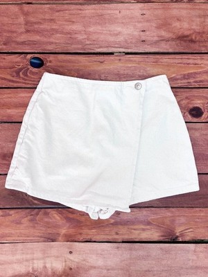 DeFacto Mini Denim Skort High Waisted Y2K 90s Fashion - Cream - Size 2 / XS