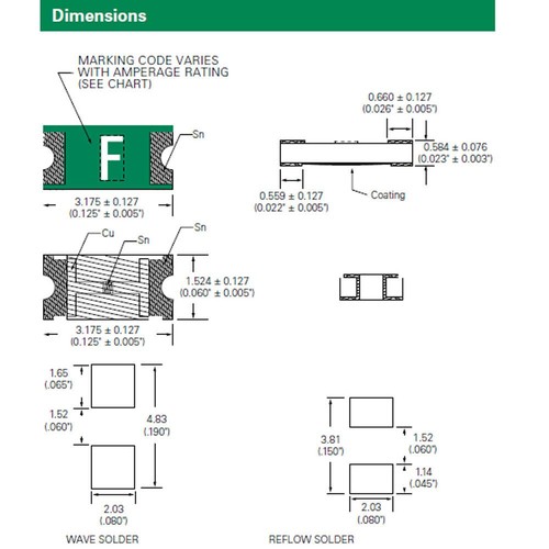 5Pcs Littelfuse SMD 1206 0.375A 375mA 125V 466 Very Fast Acting Blow Fuse Code E - Picture 4 of 4