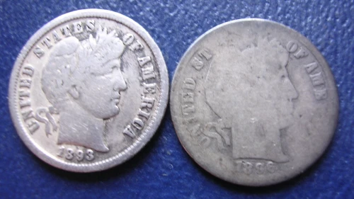 1893-S FINE & 1896-S AG BARBER DIMES