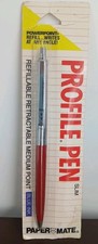 Paper Mate Profile Pen Slim Refillable Retractable Blue Ink 1988 Vintage NOS