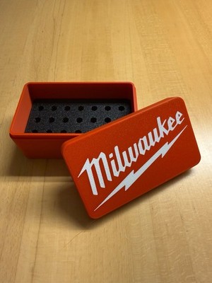 Milwaukee Bit Box - 4.75 in 3D Printed Container Fits 21 Drill Bits & Accesories