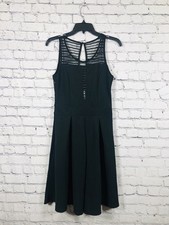 ONLY Women Mesh Neckline Dress Sleeveless Fit & Flare Black Size S