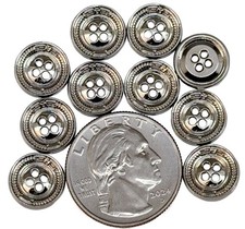 10PC Silver Metal Buttons Flat Button 4 Hole 1/2" 11.5mm