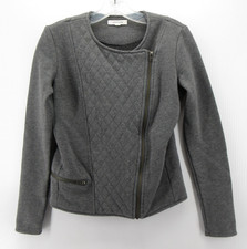 Athleta Jacket Women XS Gray Quilted Moto Full Zip Athleisure Streetwear Coat