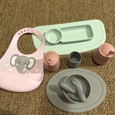 Lot EzPz Mini Cup Straw Training System And Bowl/Plate Mats EZ PZ