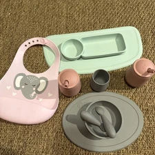 Lot EzPz Mini Cup Straw Training System And Bowl/Plate Mats EZ PZ