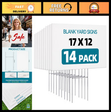 14 Pack Blank Yard Signs 17x12" Corrugated Plastic with Stakes for Sale Events