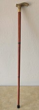 Vintage 35 in 3 Piece Walking Cane w/ Wood Stick  Victorian Style Brass Handle