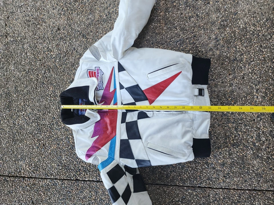 Vtg Polaris Leather Snowmobile Jacket Hein Gericke White Womens Medium - Image 3 of 4