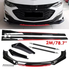 Glossy Black Look Red Front Lip Chin Bumper Side Skirt For Chevrolet Malibu