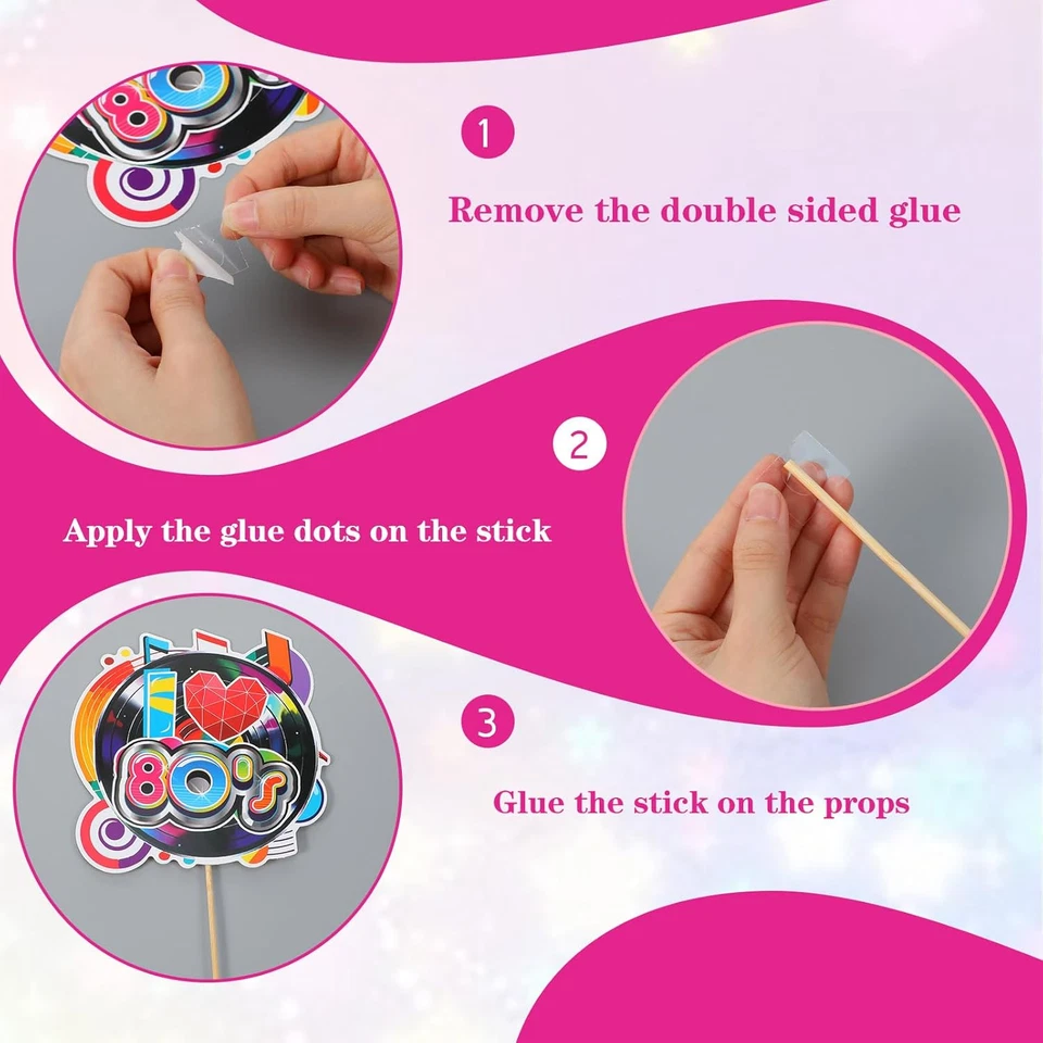 29 piezas accesorios para fotomatón, decoraciones de fiesta de los años 80, accesorios para fotomatón discoteca con 30P Foto 4 de 4