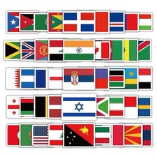 30Pcs Random Flags of The World Country Olympic Banners Flag Waterproof Sticker