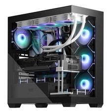 ATX Mid-Tower PC Case, Pre-Install 4 PWM ARGB Fans Computer Case, Full View D...