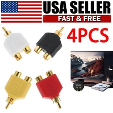 4X RCA Y Splitter Cable 1 Male to 2 Female Audio Video AV Adapter for Speaker TV