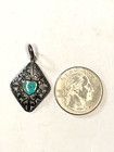 925 Sterling VTG BOMA Filigree Heart Turquoise Pendant 1" — photo 7
