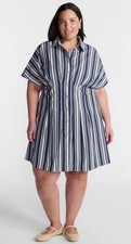 Terra & Sky Women's Plus Mini Fit And Flare Shirt Dress, Size 0X (14W) NWT