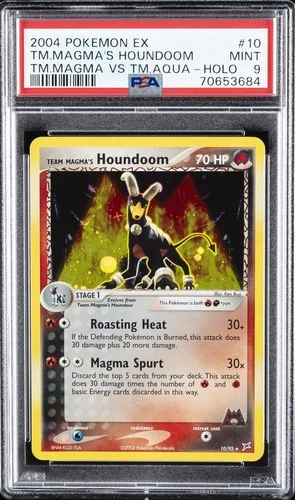 2004 POKEMON EX TEAM MAGMA VS TEAM AQUA #10 TEAM MAGMA'S HOUNDOOM-HOLO PSA 9