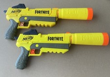 x2 Nerf Fortnite Silencer SP-L Yellow VGC Toy Dart Kids Foam Shoot Gun Blaster