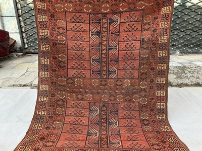COLLECTORS' PIECE Antique Above 100 Years Old Hatchulu Purda Turkoman Carpet