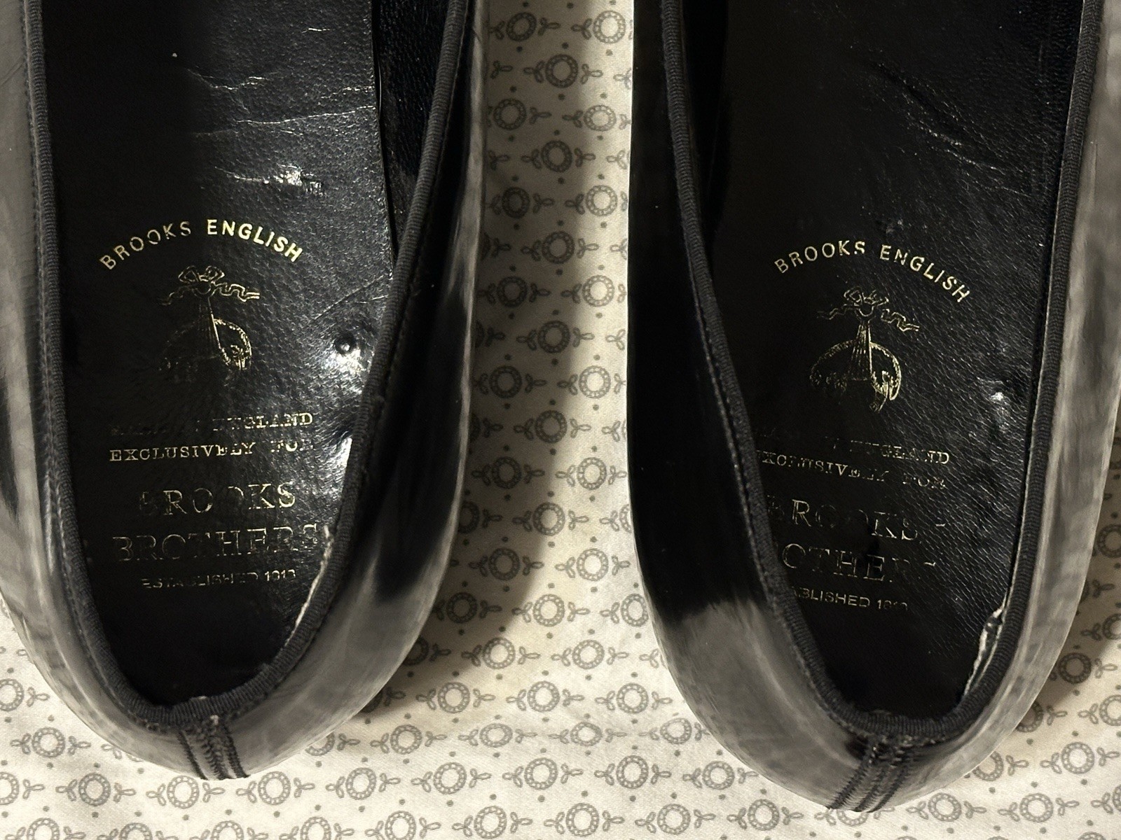 Brooks Brothers English 43 D 10 Black Patent Leather Opera Pumps Grosgrain Bow thumbnail 11