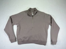 Women's 90 Degree by Reflex Brown Sweatshirt Size Medium Cropped Half Zip