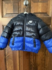 Puffer Jacket Black Blue Zip Hooded Nike 18M Unisex Baby Toddler Polyester